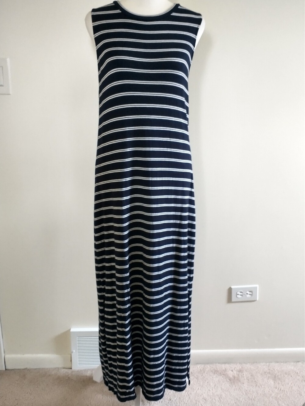 Fifteen Twenty Navy and White Striped Sleeveless Maxi Dress M